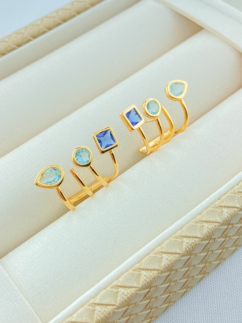 BRINCO EARCUFF FORMAS GEOMETRICAS FOLHADO A OURO