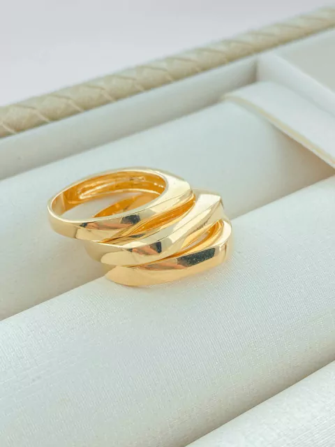 TRIO DE ANÉIS BASE RETA FOLHADO A OURO