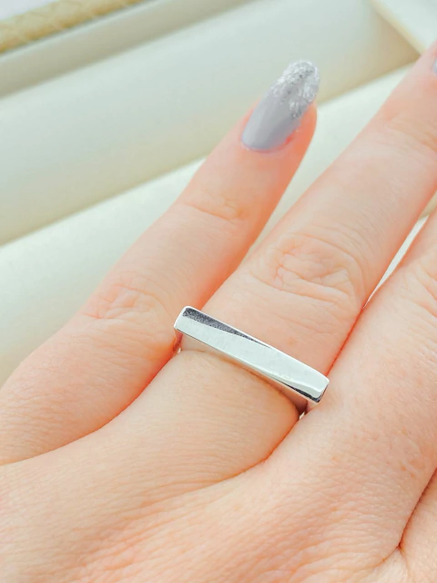 ANEL BASE RETA LISO RODIO BRANCO