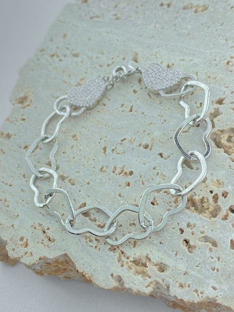 PULSEIRA CORAÇÕES LISOS E CRAVEJADOS - RÓDIO BRANCO