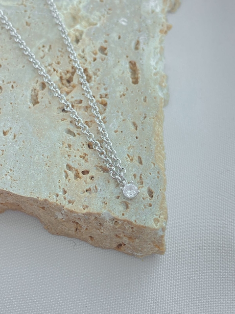 COLAR CHOKER ELO PORTUGUES MINI PONTO DE LUZ RODIO BRANCO