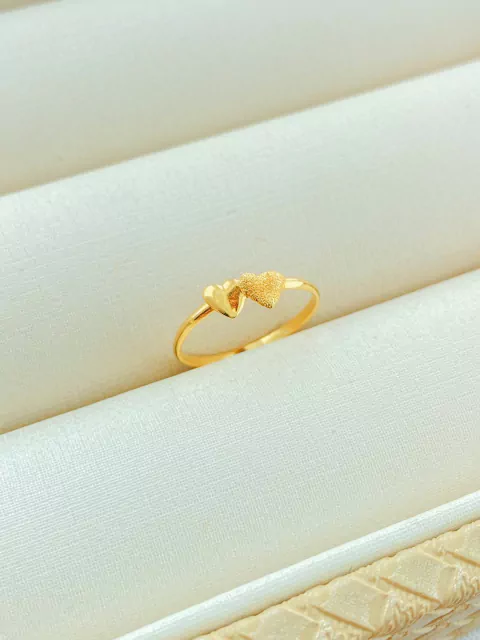 ANEL CORAÇÃO DUPLO FOLHADO A OURO