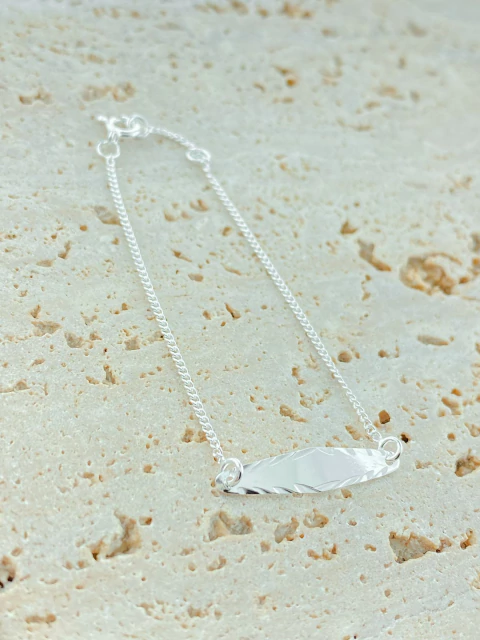 PULSEIRA MELINDROSA INFANTIL PLACA PERSONALIZÁVEL PRATA 925