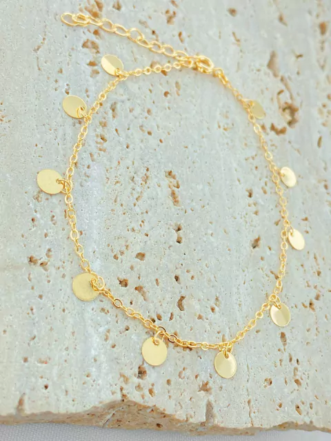 TORNOZELEIRA PENDENTES DOURADOS FOLHADO A OURO