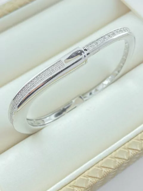 PULSEIRA BRACELETE QUADRADO CRAVEJADO RODIO BRANCO