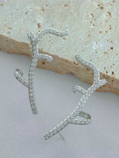 BRINCO EAR CUFF ENCAIXE CRAVEJADO RODIO BRANCO