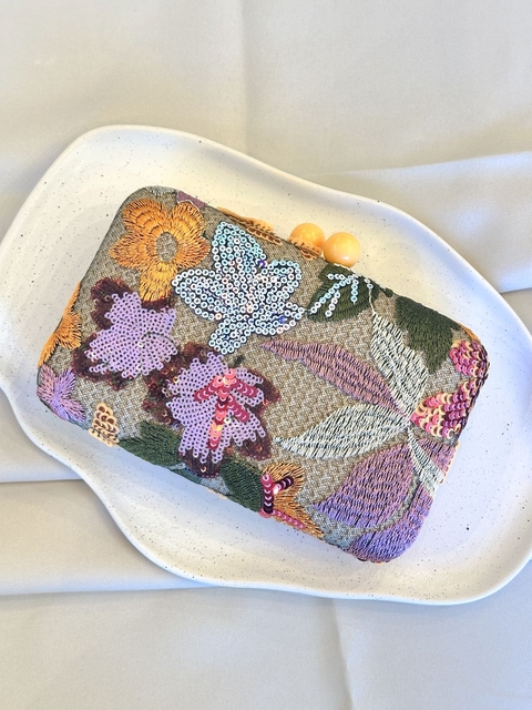 CLUTCH PAETÊ COLORS AMARELO COM ROXO