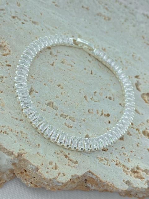 PULSEIRA BAGUETE CRISTAL-PRATA 925