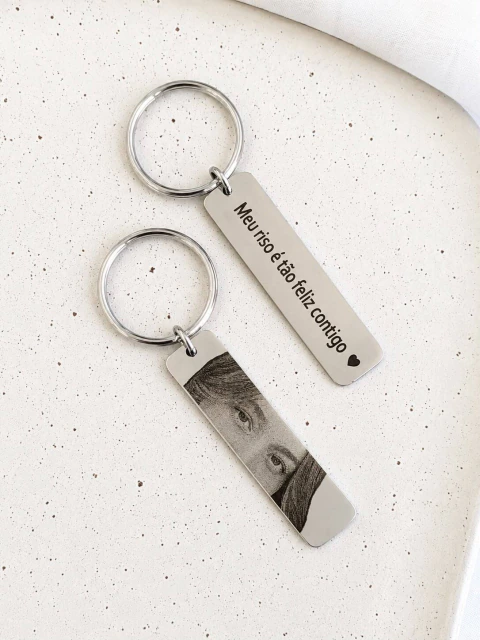 CHAVEIRO RETANGULAR ALONGADO LISO PERSONALIZÁVEL AÇO INOXIDÁVEL