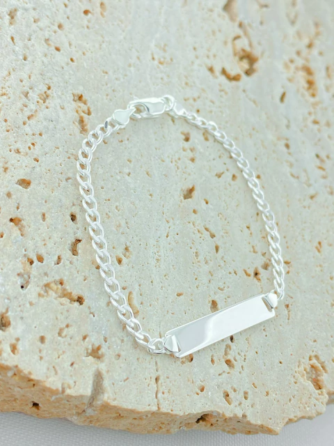 PULSEIRA COM PLACA PERSONALIZÁVEL PRATA 925 - 16cm