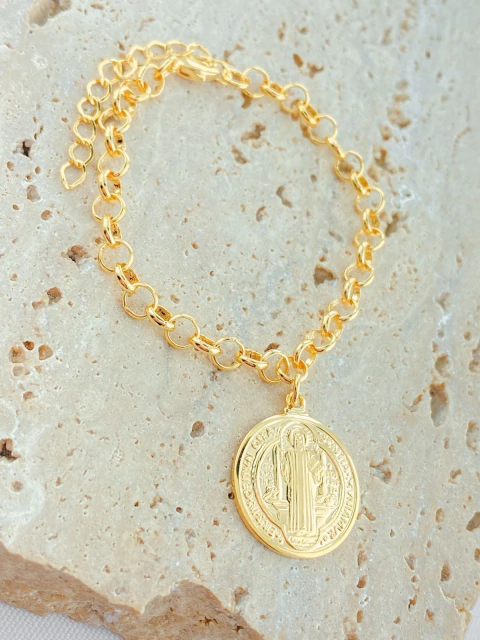 PULSEIRA SÃO BENTO LISO COM ELO PORTUGUÊS