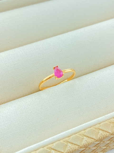 ANEL PONTO DE LUZ PINK FOLHADO A OURO