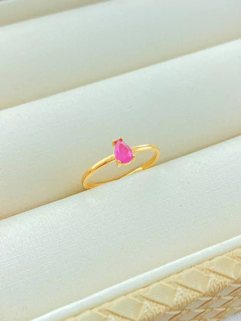 ANEL PONTO DE LUZ PINK FOLHADO A OURO