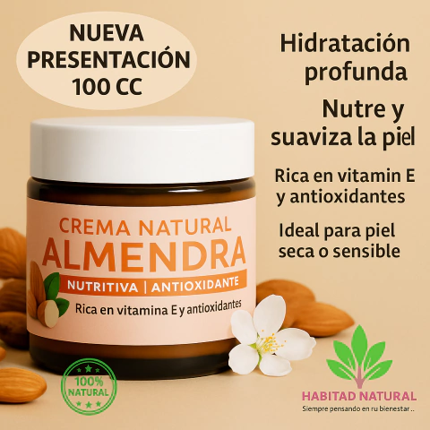 Crema De Almendras Natural Por 100cc / Habitad Natural - comprar online