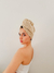 Turbante de baño color beige 100 % de algodón 