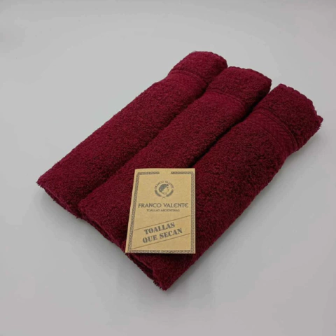 Set x3 Toallas de Visita 450 Gr color BORDO 100% Algodón Franco Valente - comprar online