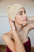  Turbante de baño de algodón 100% en color beige 