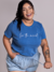 Camiseta Feminina Estonada Live The Moment Azul Uzzy Algodão - comprar online