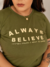 Camiseta Feminina Always Verde Militar Uzzy Algodão - comprar online