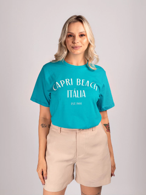 Camiseta Feminina Capri Beach Azul Uzzy Algodão - comprar online