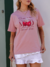 Camiseta Feminina Cherry Tropical Rosa Envelhecido Uzzy Algodão - comprar online