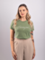 Camiseta Feminina Estonada Coragem Verde Uzzy Algodão na internet