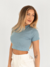 Cropped Canelado Azul Uzzy - comprar online
