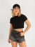 Cropped Canelado Preto Uzzy - comprar online