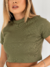 Cropped Canelado Verde Musgo Uzzy - comprar online