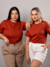 Camiseta Feminina Jade Ferrugem Uzzy Algodão - comprar online