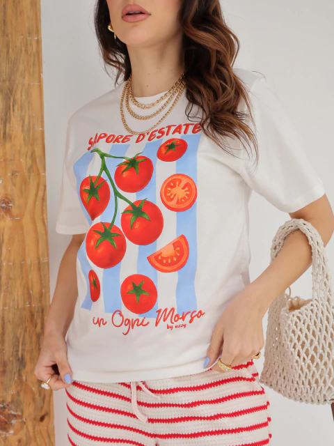 Camiseta Feminina Tomate Off Uzzy Algodão - comprar online