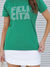 Camiseta Feminina Felicita Verde Uzzy Algodão - comprar online
