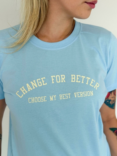 Camiseta Feminina Change For Better Azul Uzzy Algodão - comprar online