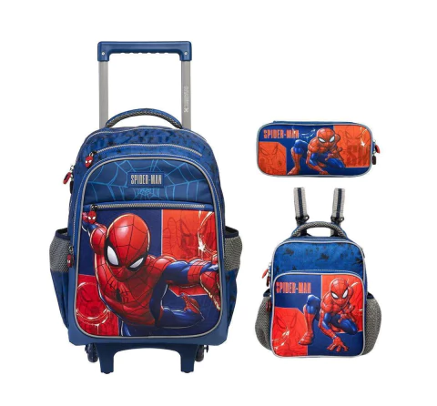 KIT MOCHILA COM CARRINHO SPIDER-MAN (HOMEM ARANHA)