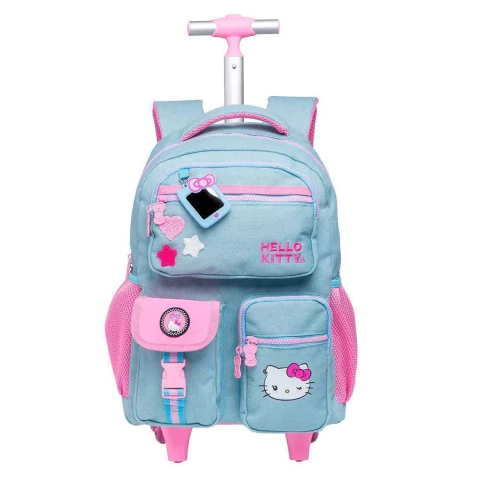 Mochila de Rodinhas com Alças Haste T Tween 43cm Hello Kitty Jeans Sem estojo, sem lancheira - comprar online