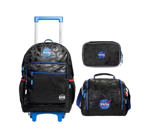 KIT Mochila de Rodinhas Escolar 17 College NASA On My Way!