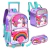 Kit Mochila Escolar Infantil de Rodinhas Menina Bolsa Resistente Impermeável Com Lancheira e Estojo Unicórnio Oficial
