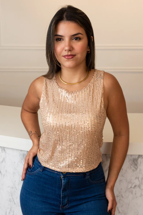 Blusa Cropped Feminina Paetê - comprar online