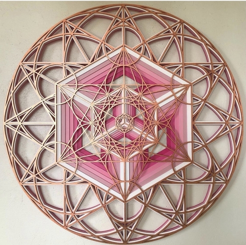CUBO DE METATRON (GRADIENTE ROSA, BRANCO E COBRE)