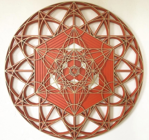 CUBO DE METATRON (LARANJA MARTE E DOURADO)