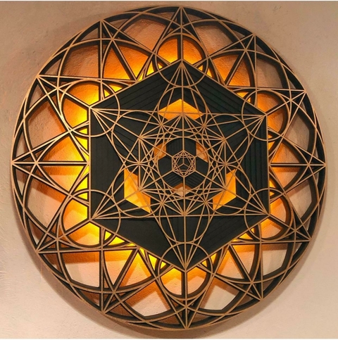 CUBO DE METATRON ILUMINADO (PRETO E DOURADO)