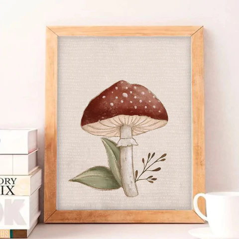Quadro Cogumelo Boho