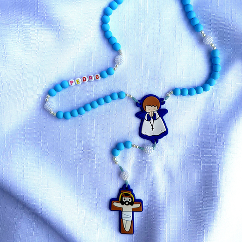 Tercinho infantil personalizado azul terço