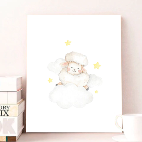 Quadro Ovelha Nuvem Estrelas
