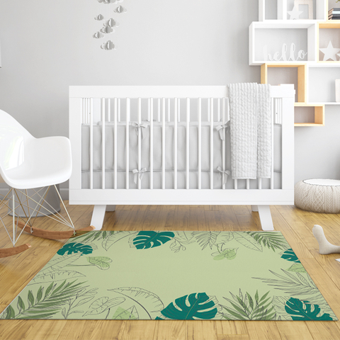Tapete Folhas Verde - Playmat - Retangular