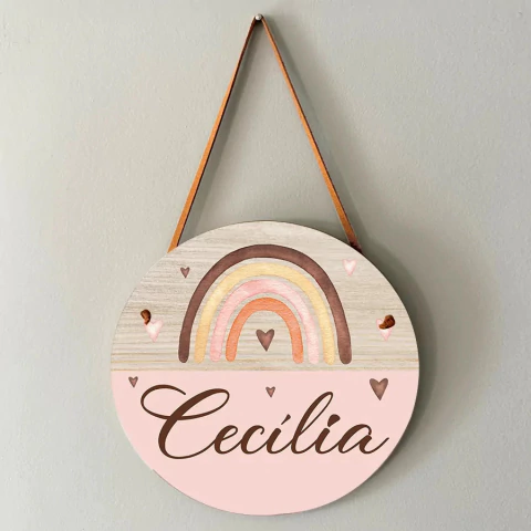 Placa porta maternidade - Arco-íris