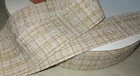 FITA TWEED BRILHO BEGE 38 MM