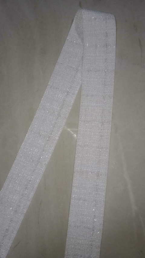 FITA TWEED BRILHO BRANCA 38 MM