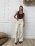 Jeans Super Wide Leg Angie Beige By Cataleia - comprar online