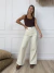 Jeans Super Wide Leg Angie Beige By Cataleia - comprar online